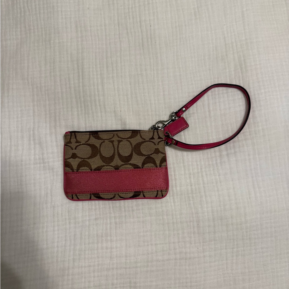 Coach Brown and Pink Wristlet